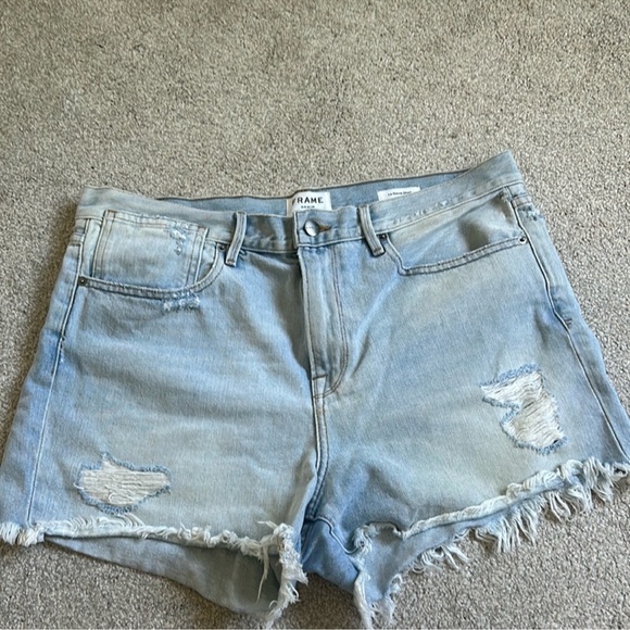 Frame Denim Pants - Frame Denim Faded Blue Cutoff Shorts